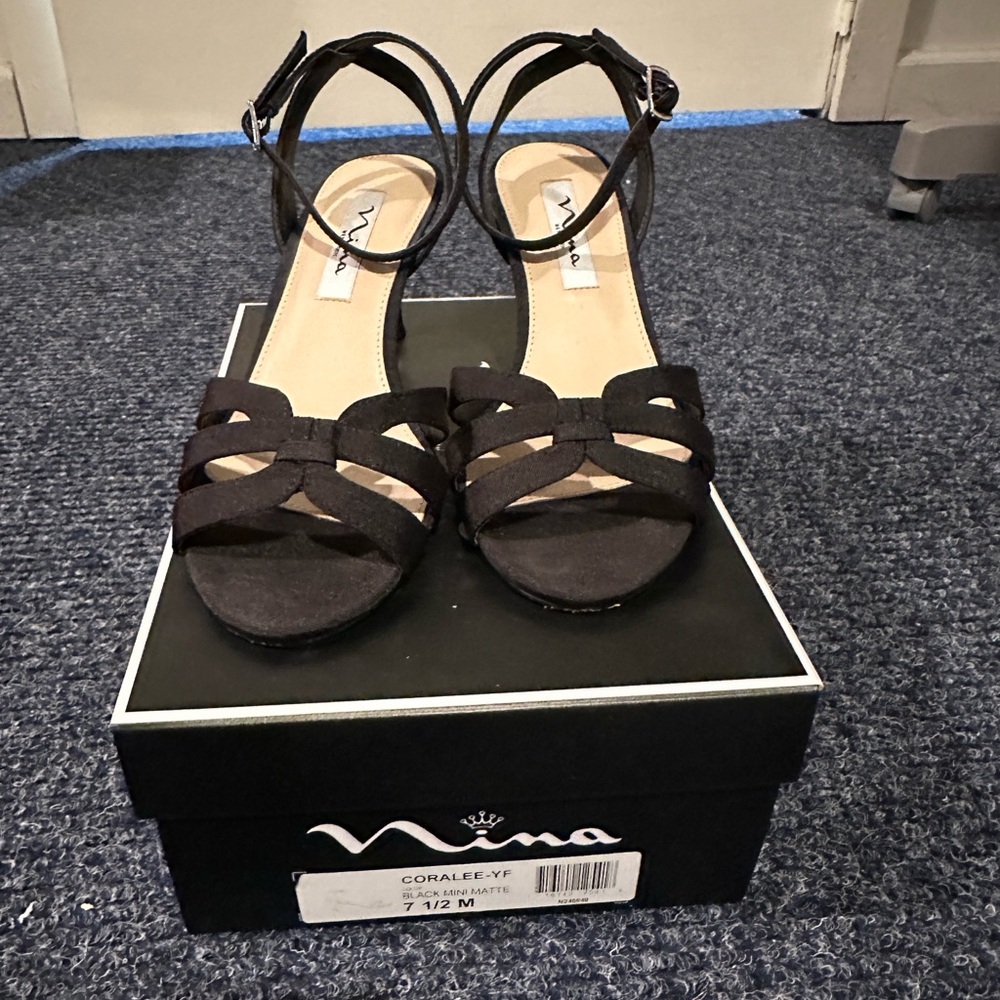 Mina Black Strappy Sandals